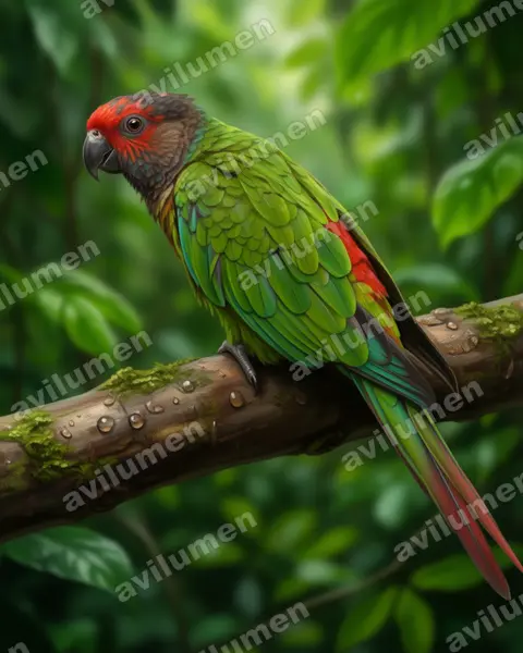 Illustration im Stil Realistisch: Rose-fronted Parakeet (Pyrrhura roseifrons)