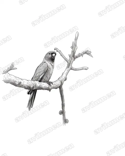 Ilustración en Tinta: Pyrrhura rupicola (Cotorra capirotada)