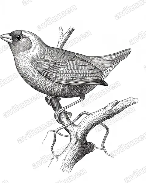 橙翅斑腹雀（Pytilia afra）的钢笔墨线插画
