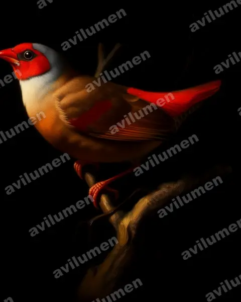 橙翅斑腹雀（Pytilia afra）的油画插画