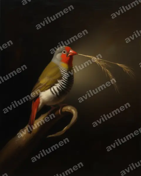 Illustration im Stil Öl: Buntastrild (Pytilia melba)