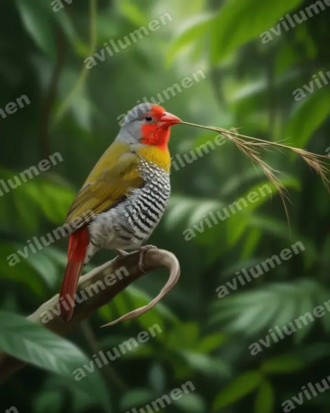 Illustration im Stil Realistisch: Buntastrild (Pytilia melba)