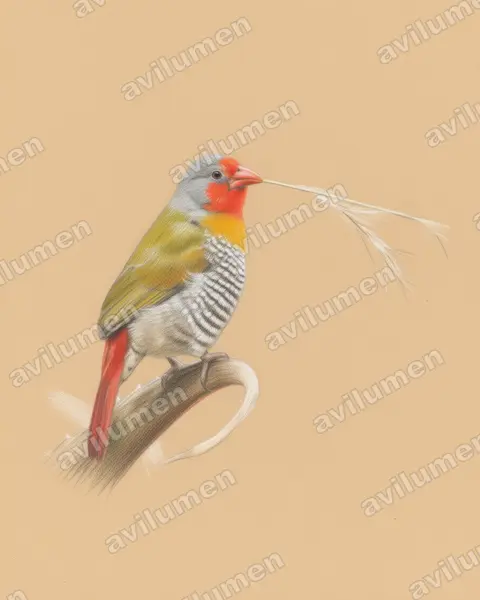 Illustration im Stil Buntstift: Buntastrild (Pytilia melba)