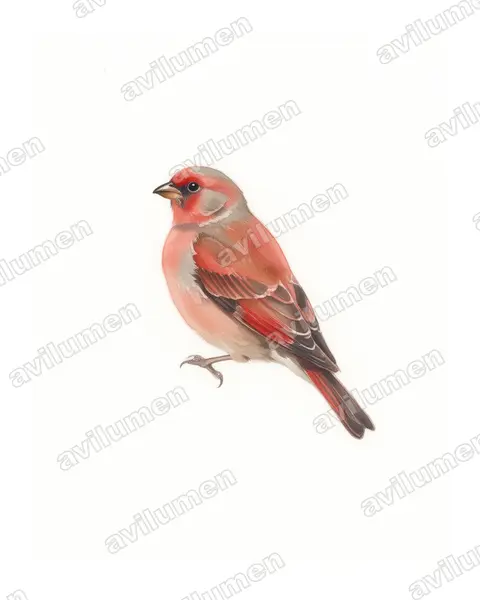 Watercolor illustration: Pytilia phoenicoptera (Red-winged Pytilia)