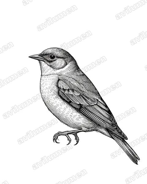 Ink illustration: Pytilia phoenicoptera (Red-winged Pytilia)