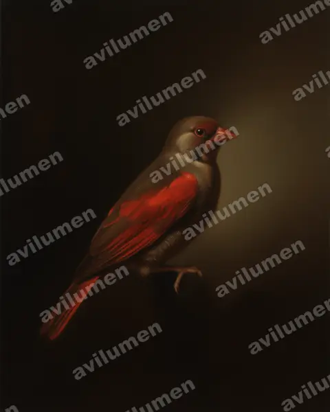 Oil illustration: Pytilia phoenicoptera (Red-winged Pytilia)
