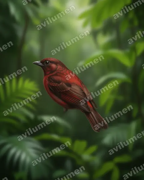 Realistic illustration: Pytilia phoenicoptera (Red-winged Pytilia)