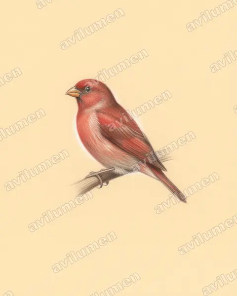 Colored pencil illustration: Pytilia phoenicoptera (Red-winged Pytilia)