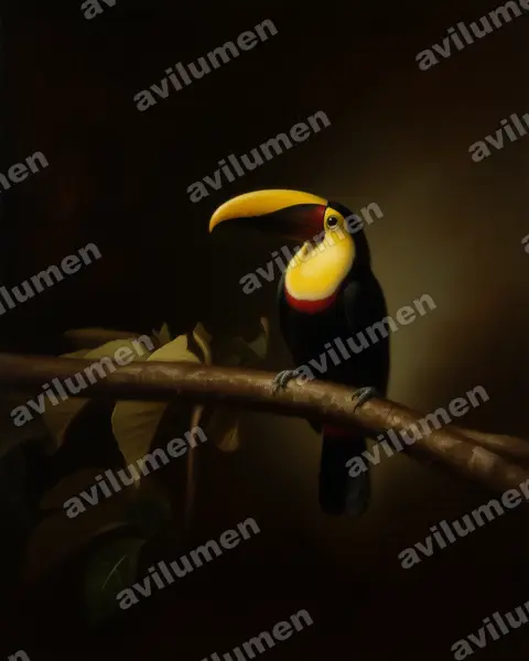 Illustration im Stil Öl: Goldkehltukan (Ramphastos ambiguus)