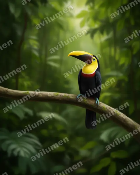 Illustration im Stil Realistisch: Goldkehltukan (Ramphastos ambiguus)
