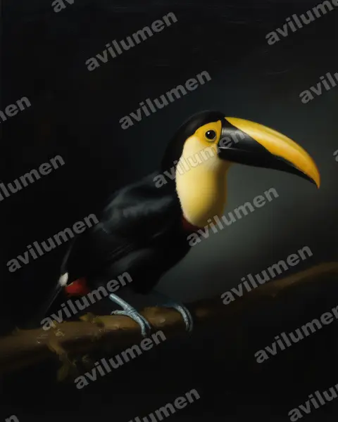 Illustration im Stil Öl: Küstentukan (Ramphastos brevis)