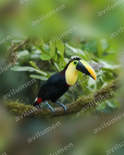 Illustration im Stil Realistisch: Küstentukan (Ramphastos brevis)