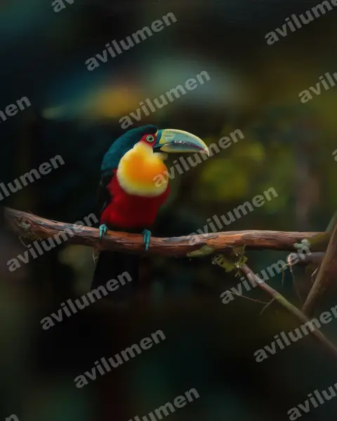Illustration Huile : Ramphastos dicolorus (Toucan à ventre rouge)