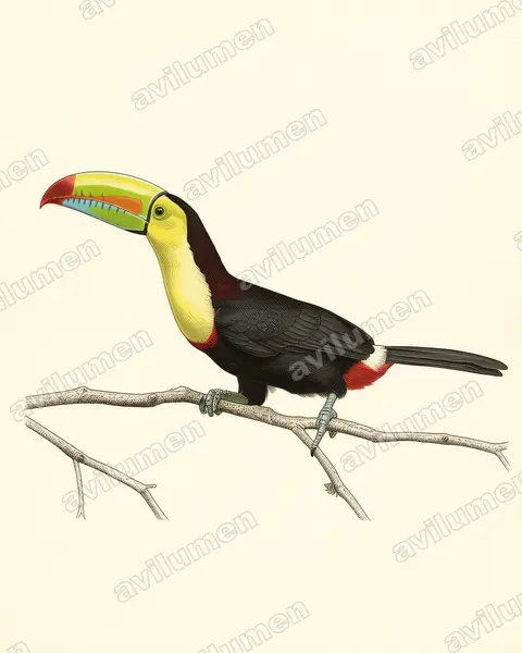 Illustration Planche ancienne : Ramphastos sulfuratus (Toucan à carène)
