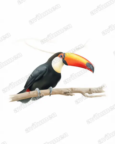 Watercolor illustration: Ramphastos toco (Toco toucan)