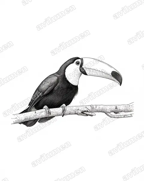 Ink illustration: Ramphastos toco (Toco toucan)