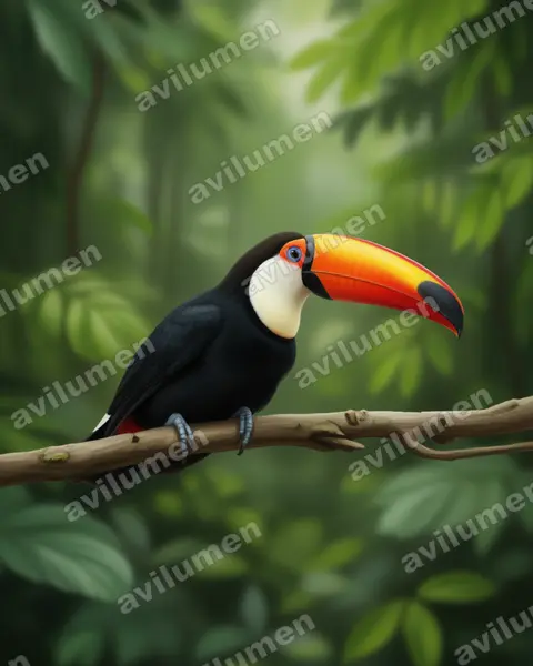 Realistic illustration: Ramphastos toco (Toco toucan)