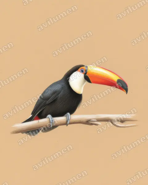 Colored pencil illustration: Ramphastos toco (Toco toucan)