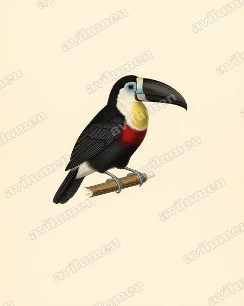 Vintage plate illustration: Ramphastos vitellinus (Channel-billed Toucan)