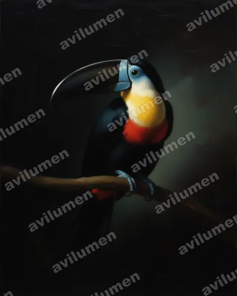 Oil illustration: Ramphastos vitellinus (Channel-billed Toucan)