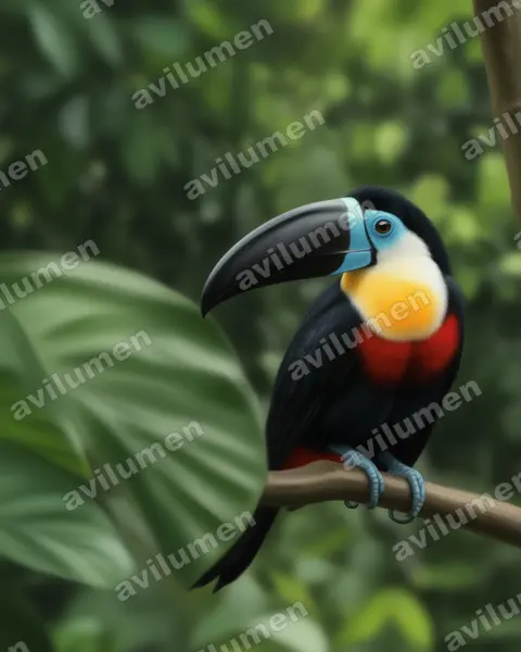 Realistic illustration: Ramphastos vitellinus (Channel-billed Toucan)