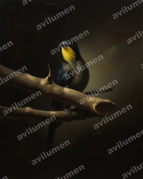 Oil illustration: Ramphomicron dorsale (Black-backed thornbill)