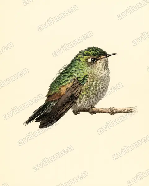 Vintage plate illustration: Ramphomicron microrhynchum (Purple-backed thornbill)