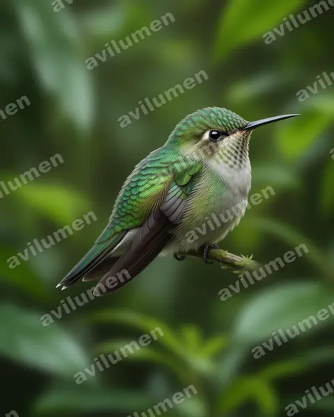 Realistic illustration: Ramphomicron microrhynchum (Purple-backed thornbill)