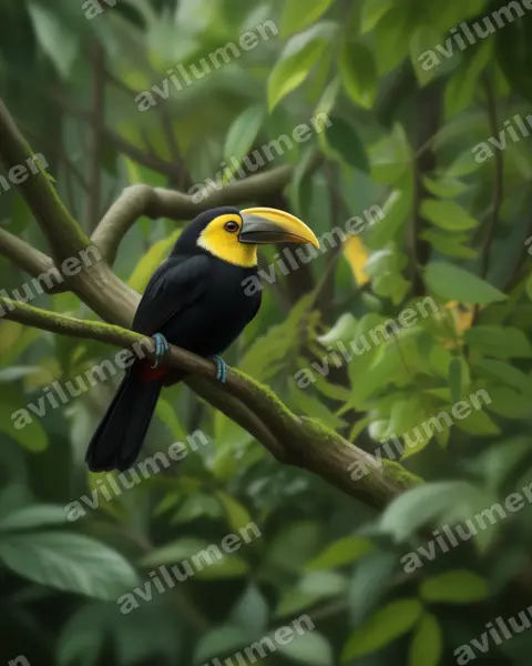 白颊犀鸟(Rhabdotorrhinus exarhatus)的写实插画
