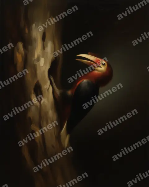 Oil illustration: Rhabdotorrhinus waldeni (Walden's Hornbill)