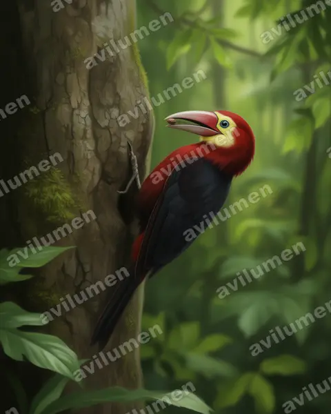 Realistic illustration: Rhabdotorrhinus waldeni (Walden's Hornbill)