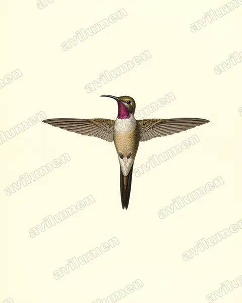 Illustration im Stil Historische Tafel: Atacamakolibri (Rhodopis vesper)