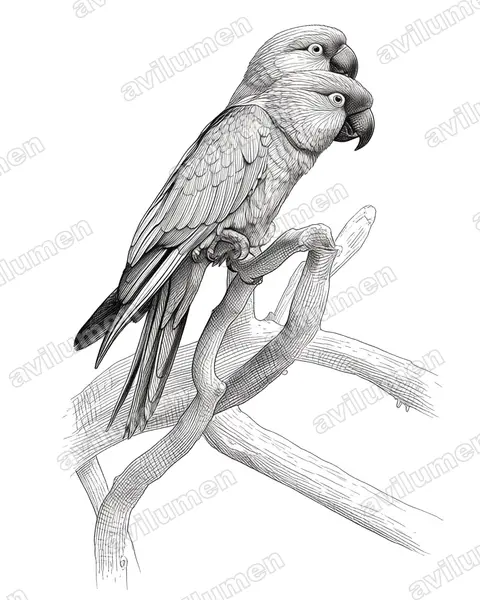 Ilustración en Tinta: Rhynchopsitta pachyrhyncha (Cotorra serrana occidental)