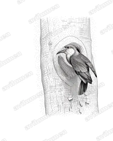 Illustration im Stil Tusche: Sumbahornvogel (Rhyticeros everetti)