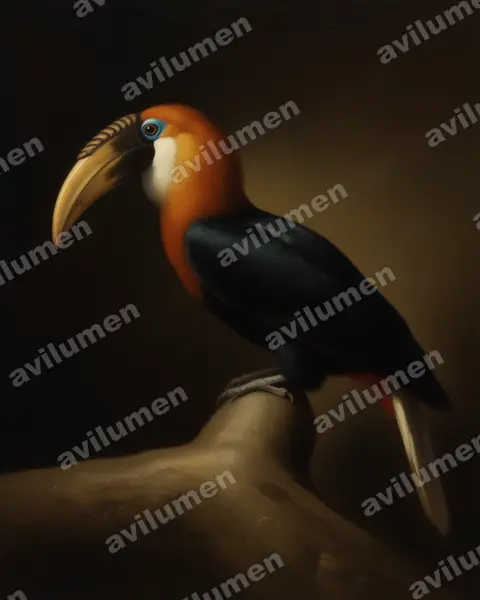 Illustration im Stil Öl: Papuahornvogel (Rhyticeros plicatus)