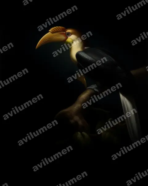 Illustration im Stil Öl: Sundajahrvogel (Rhyticeros subruficollis)