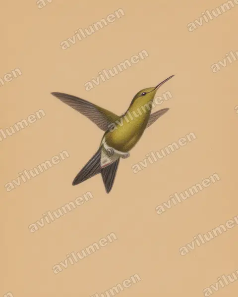 Colored pencil illustration: Riccordia elegans (Gould's emerald)