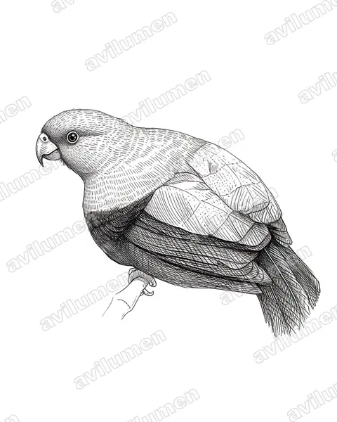Illustration Encre : Rupicola peruvianus (Coq-de-roche péruvien)