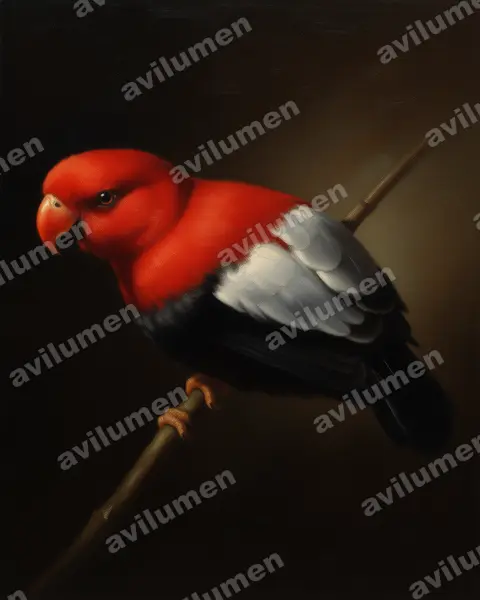 Illustration Huile : Rupicola peruvianus (Coq-de-roche péruvien)