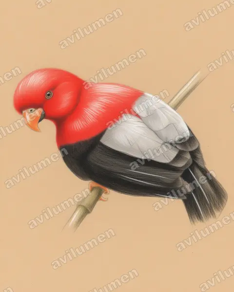 Illustration Crayon de couleur : Rupicola peruvianus (Coq-de-roche péruvien)