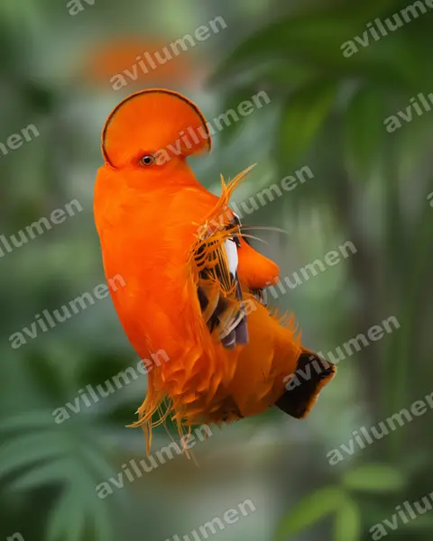 Ilustración en Realista: Rupicola rupicola (Gallito de las rocas guayanés​)