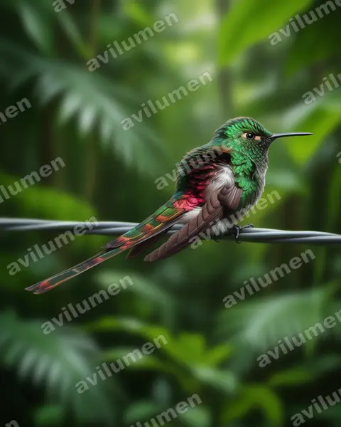 Illustration Réaliste : Sappho sparganurus (Colibri sapho)