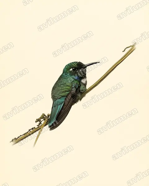 Illustration Planche ancienne : Schistes albogularis (Colibri à collier blanc)