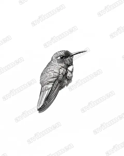 Illustration Encre : Schistes albogularis (Colibri à collier blanc)
