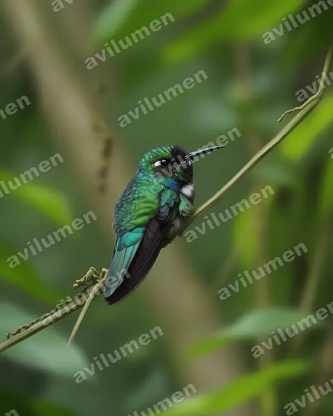 Illustration Réaliste : Schistes albogularis (Colibri à collier blanc)