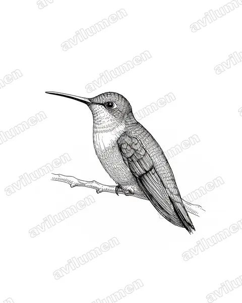 Illustration im Stil Tusche: Ost-Bunthalskolibri (Schistes geoffroyi)