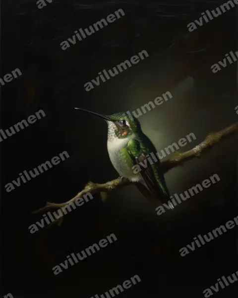 Illustration im Stil Öl: Ost-Bunthalskolibri (Schistes geoffroyi)