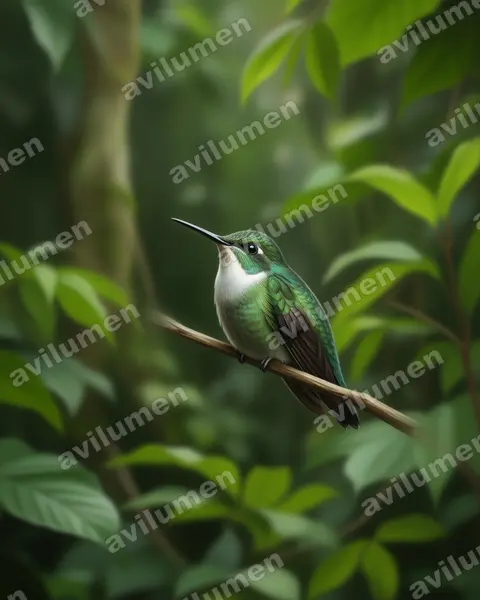 Illustration im Stil Realistisch: Ost-Bunthalskolibri (Schistes geoffroyi)