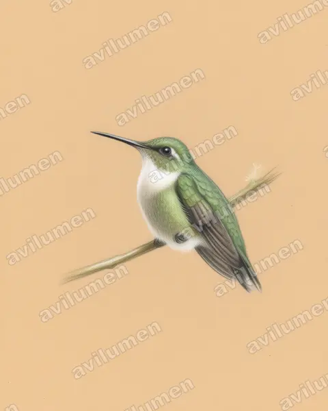 Illustration im Stil Buntstift: Ost-Bunthalskolibri (Schistes geoffroyi)