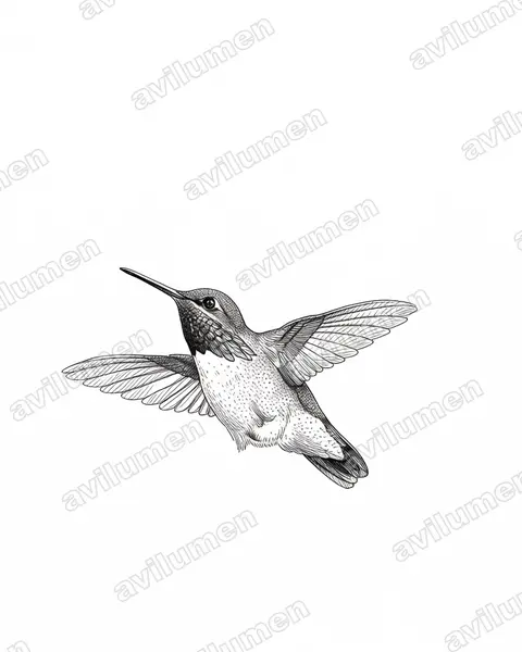Ink illustration: Selasphorus calliope (Calliope hummingbird)